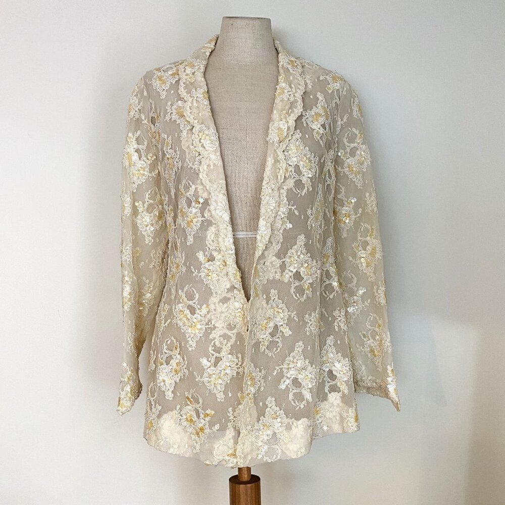 Luxury White Hand-Embroidered Jacket